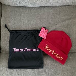 Juicy Couture Red Beanie with Black Pouch